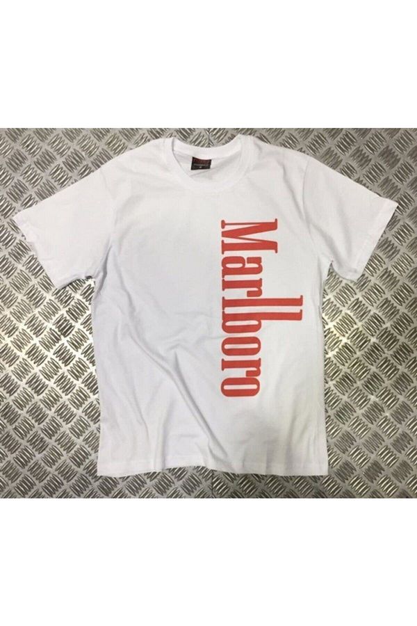 fame-stoned-Tricou alb unisex cu imprimeu Marlboro 100% bumbac 1