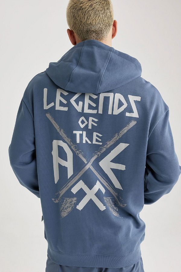 DeFacto-Valhalla Printed - Суитчър с качулка Boxy Fit B5534Ax24Sp 1