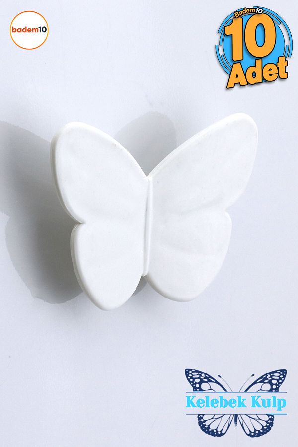 Badem10-Plastic Fluture Alb 10 Buc Camera Copii Fata Baiet Dulap Mobilier Bucatarie Mâner Sertar 1
