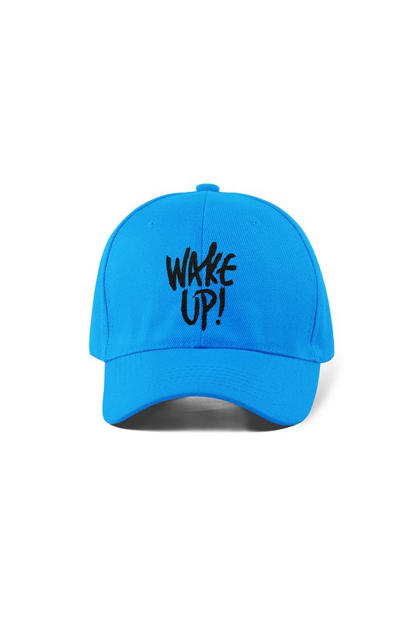 QUATEX-Pălărie Brodată Wake Up – Model Unisex Gabardină Albastru 100% Bumbac 1