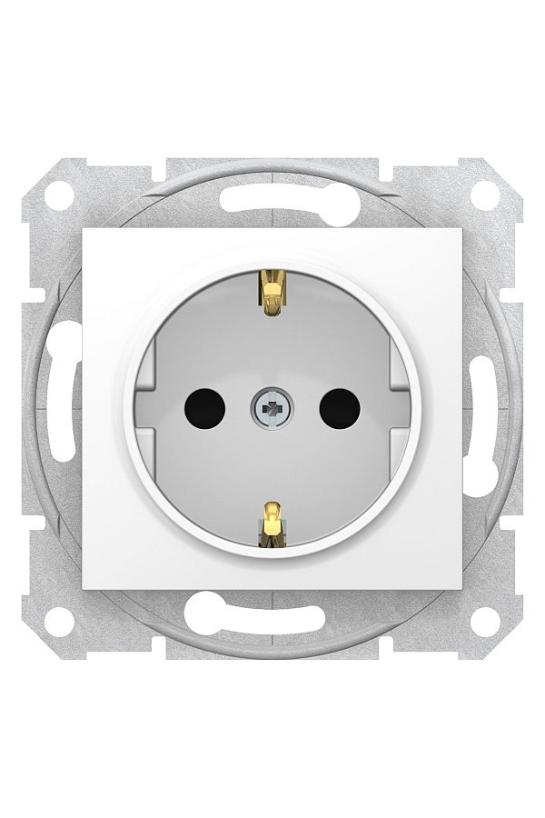 SCHNEIDER-- Sedna - Single Socket Outlet, Side Grounding - 16A Shutter, White Without Frame 1