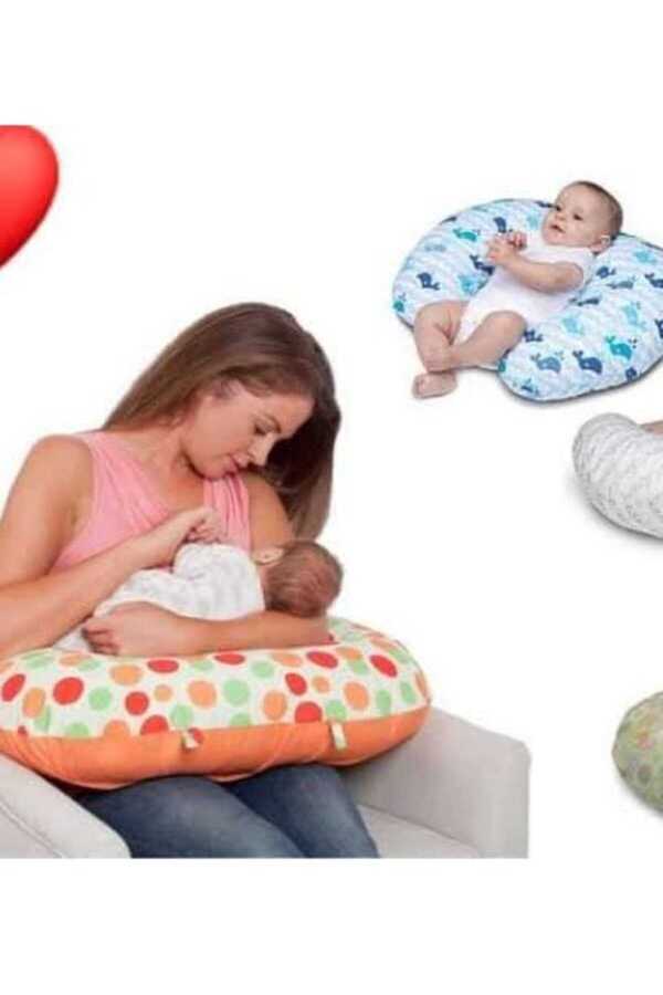 Sanis Bebe Emzirme Yastığı /Bebek Destek Minderi, Hamile Yastığı, Mama Önlüğü