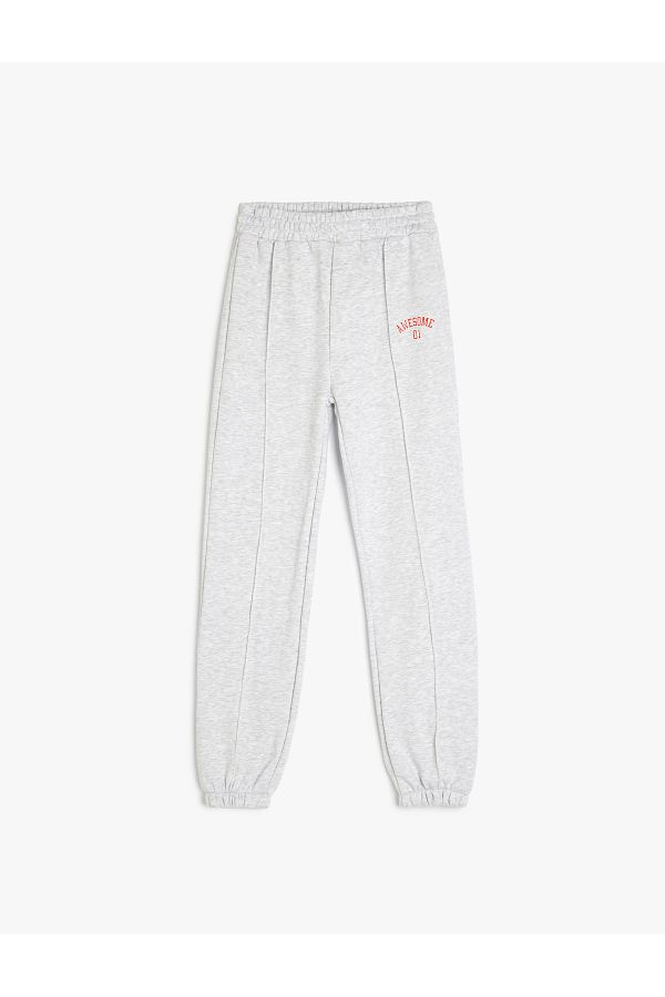 Koton-Drawstring, printed detail, pockets, jogger sweatpants. 1