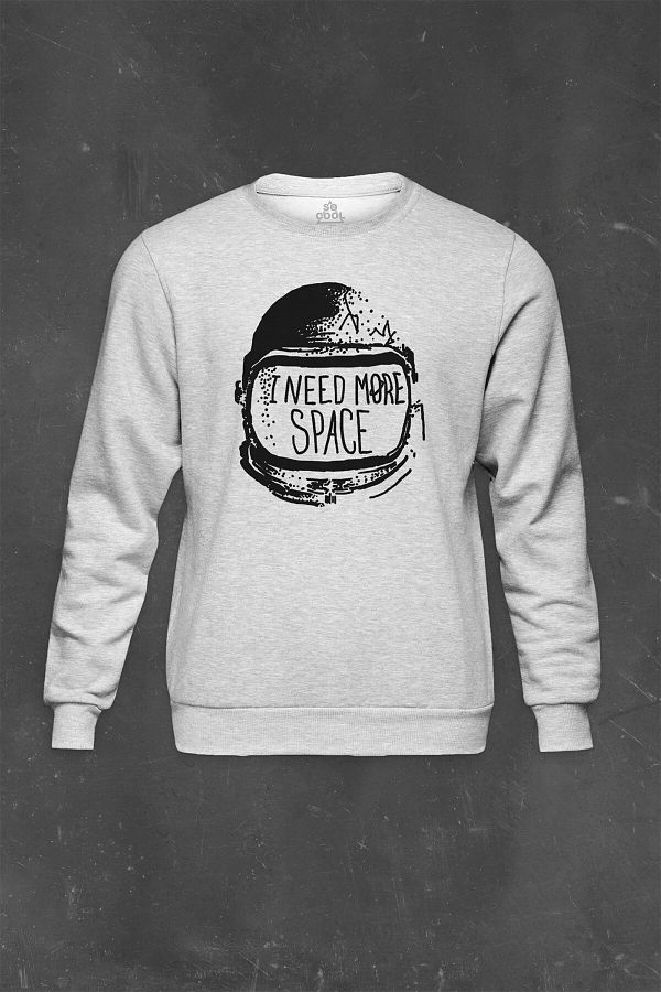 so cool-Gray Sweatshirt I Need More Space Astronaut Space Cosmos Planet Printed Unisex Sweat 1