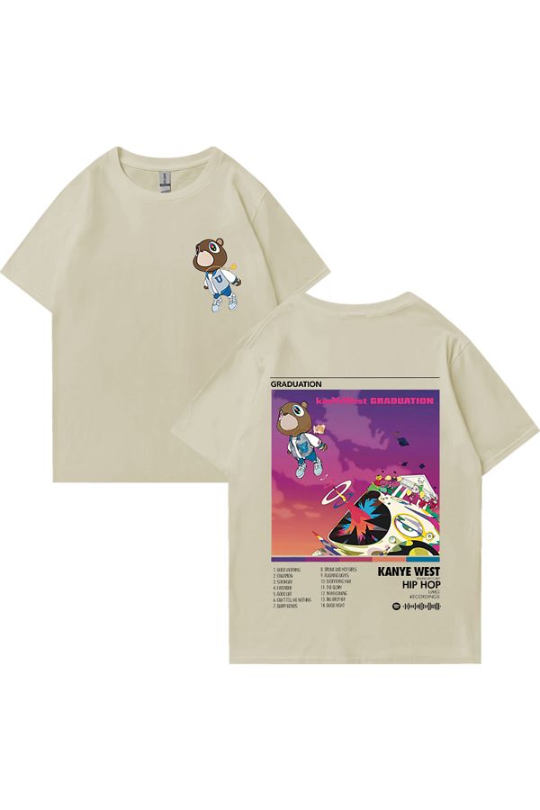 Drippy-Kanye West Rapper Graduation Music Album Graphic Men's and Women's Hip Hop Streetwear T-Shirt 1