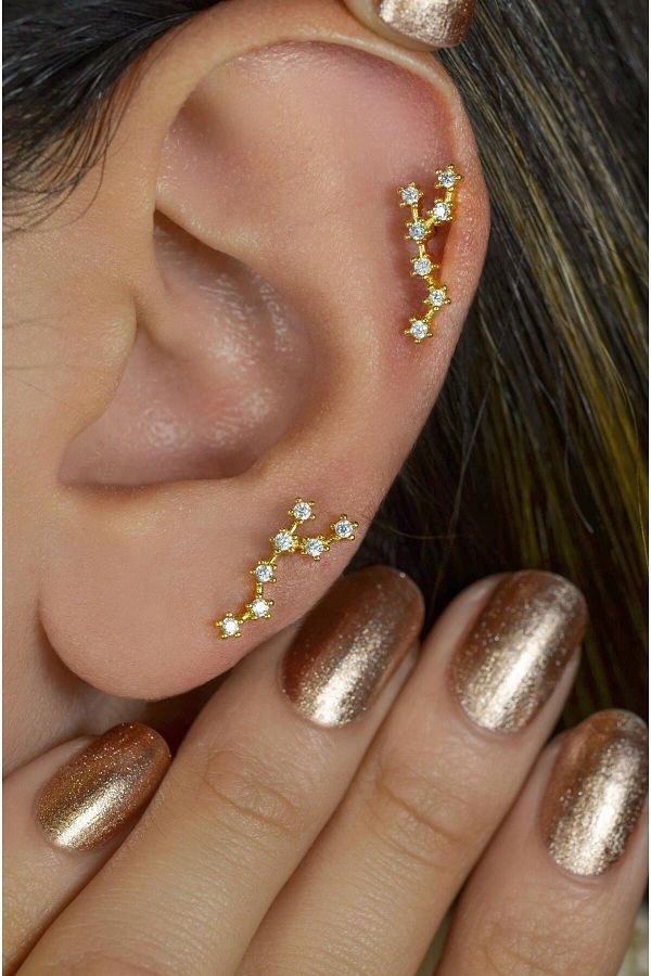 Sacce Scarves&Accessories-Virgo Horoscope Earring Constellation Piercing Gold Virgo 1