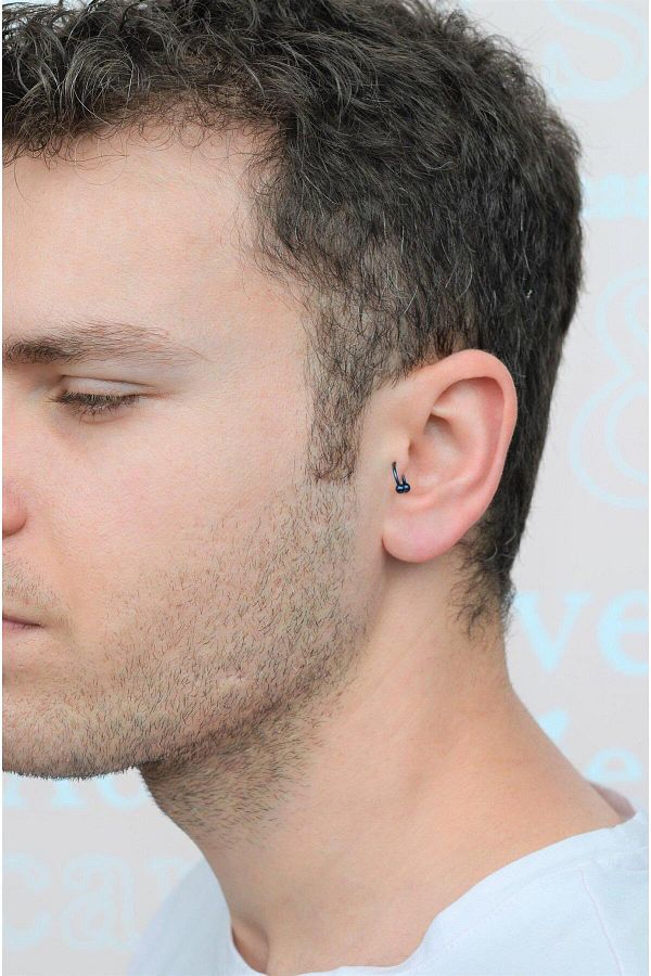 Sacce Scarves&Accessories-Male Blue Steel Piercing Tragus Helix Cartilage 8 Mm 1