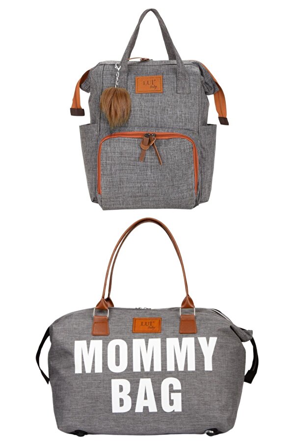 Lui Baby Anne Bebek Bakım Sırt Çantası Askı Aparatlı Ve Mommy Bag Omuz Çantası Anahtarlık Hediyeli 2'li Set