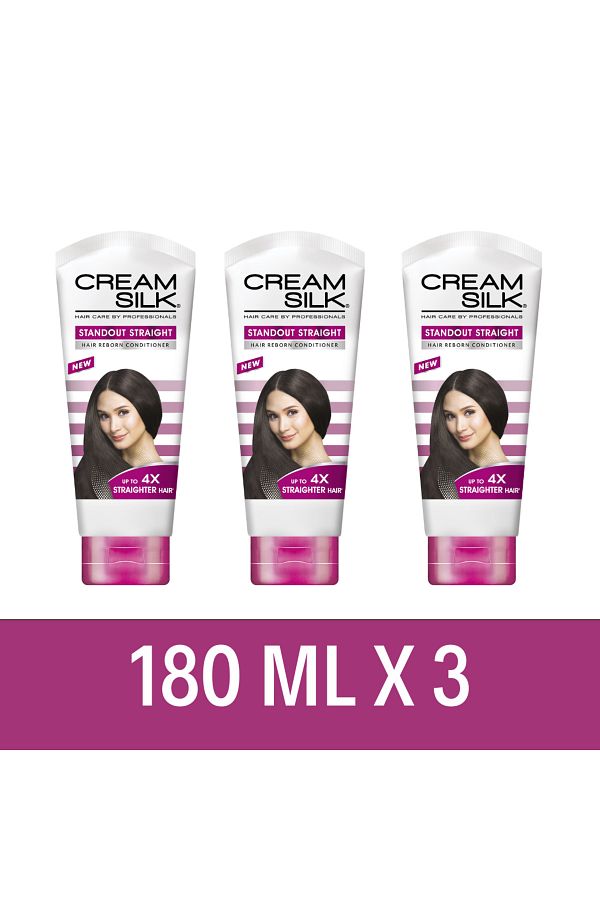 Cream Silk-Hair Reborn Conditioner, for unruly, frizzy hair, Standout Straight, 180ml x3 1