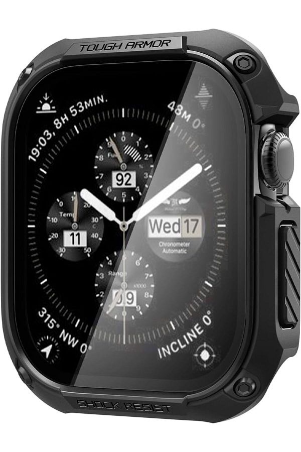 Spigen-Tough Armor for Apple Watch Series 10 (46mm) Case with built in Screen Protector - Black 1