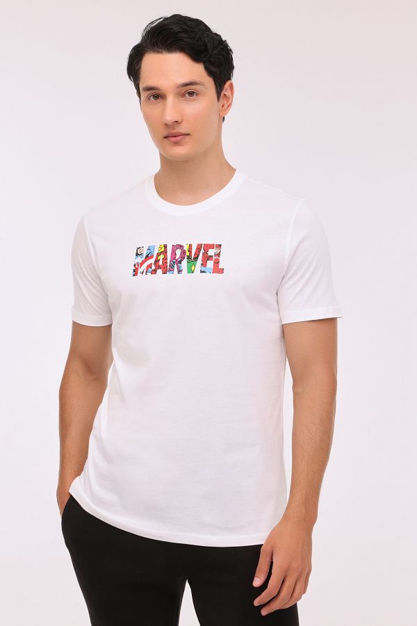 lumberjack-Ml Marvel 11Lsn1014 4Fx Off White Męska koszulka z krótkim rękawem 1