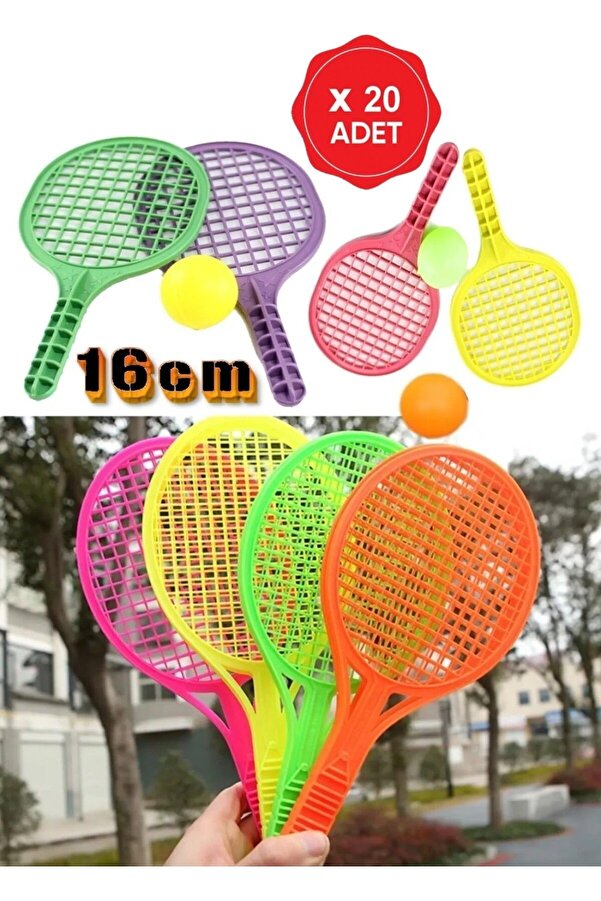 Bundeba Oyuncak 20'li Set Plastik Raket Karne Hediyesi Doğum Günü Hediyesi 16 Cm Mini Boy Tenis Raketi