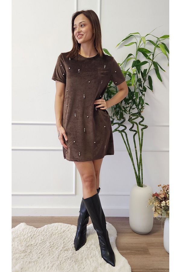 Nisan-Rhinestone Velvet Dress N25-2000 1