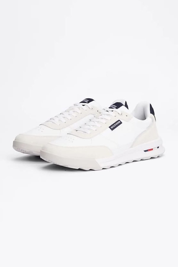 Tommy Hilfiger-White Men's Retro Leather Sneakers 1