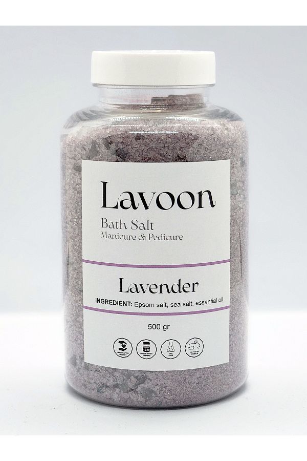 Lavoon-Lavender 500Gr - Epsom Salt for Manicure, Pedicure and Bath 1