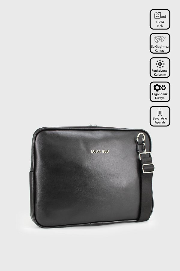 LUNABLU-Geantă crossbody din material textil impermeabil pentru notebook Macbook Air-Pro de 13-14 inchi 1