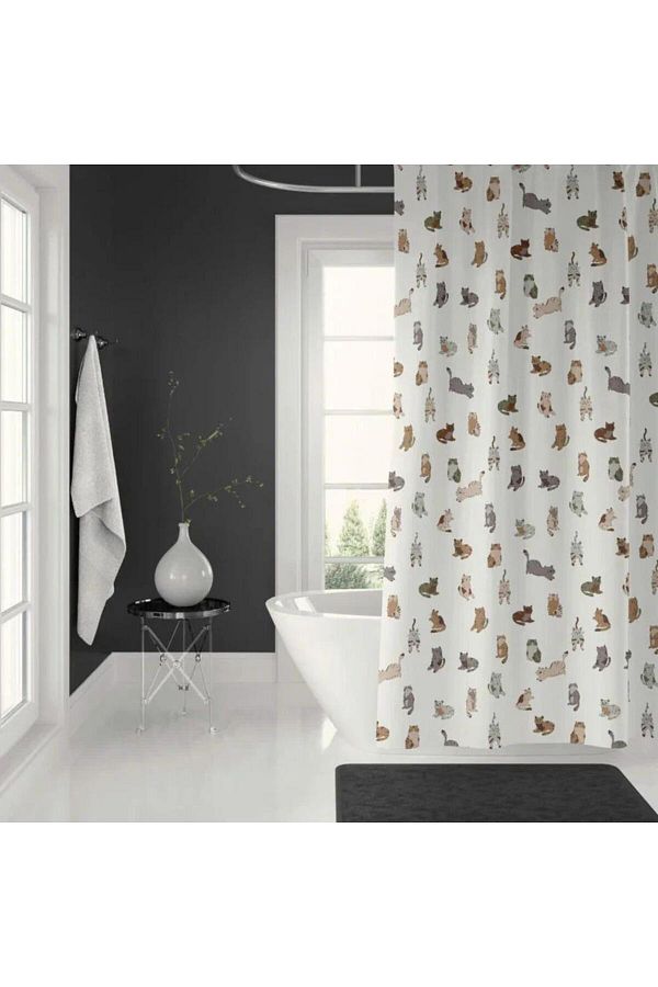 Zethome-1X120X200 Single Fin Shower Curtain - Ring Gift 7183 1