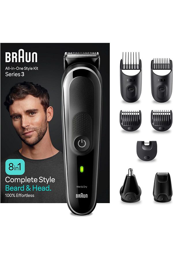 Braun-مجموعة أدوات الحلاقة المتعددة 8 في 1 السلسلة 3، وقت تشغيل 80 دقيقة، شفرة حادة للغاية، حقيبة - MGK 3440 1