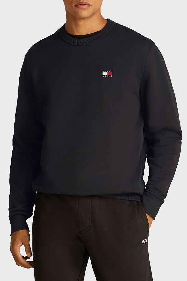 Tommy Jeans-سويت شيرت رجالي - قطن 100%، مقاس عادي، رقبة دائرية DM0DM20660 BDS 1