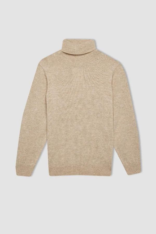 DeFacto-Jungen Beige Rollkragen Basic Plain Strickpullover A8637a824wn 1