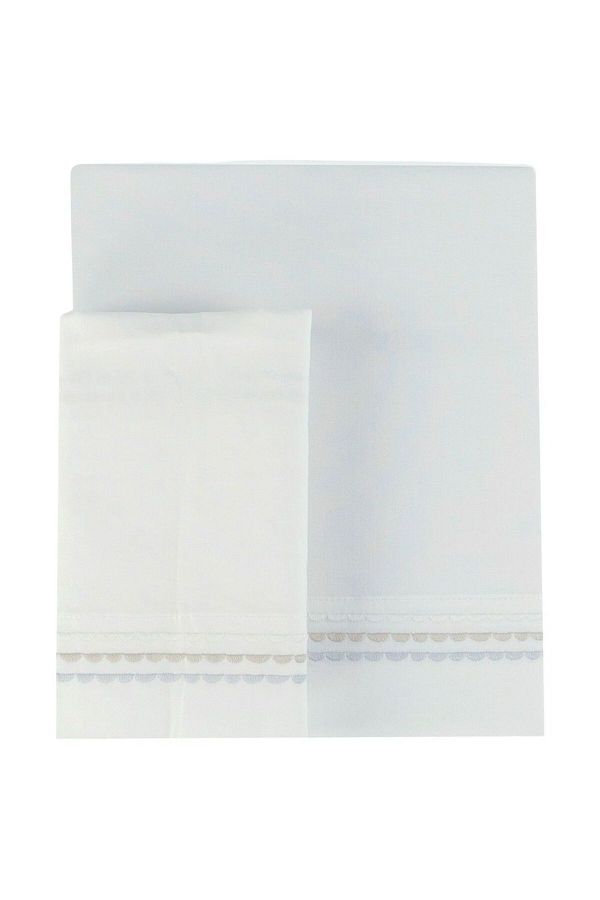 Bumble & Bird-- 3pc-Set - Embroidered Bedding For Moses Basket - Beige 1