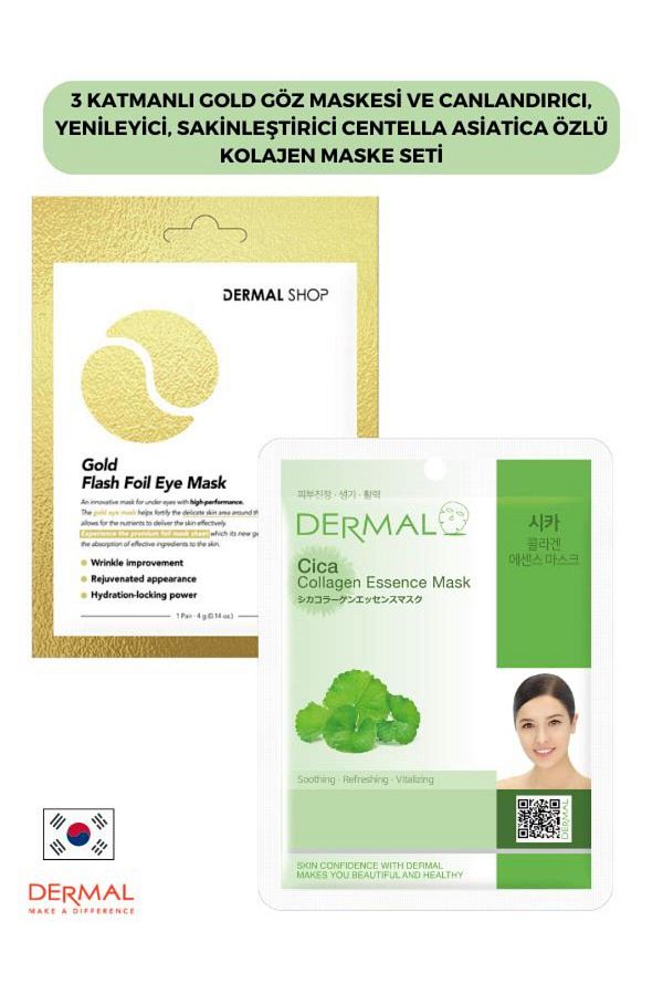 Dermal-3-Layer Gold Eye Mask & Revitalizing, Regenerating, Calming Collage with Centella Asiatica Extract 1