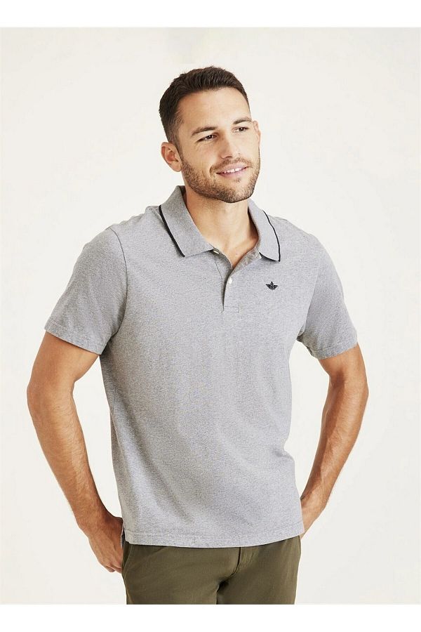 Dockers-Tricou din bumbac cu guler polo gri pentru bărbați - A3027-0008 1