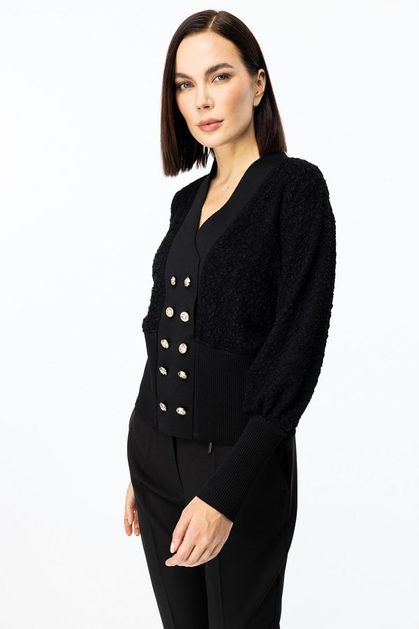 ON-Self Patterned Buttoned Cardigan 1