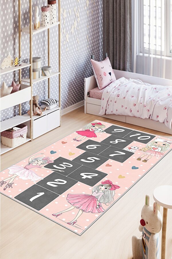 Confidence Home Makinede Yıkanabilir Kaymaz Taban Leke Tutmaz Seksek Desenli Bebek Ve Çocuk Halısı Oyun Matı