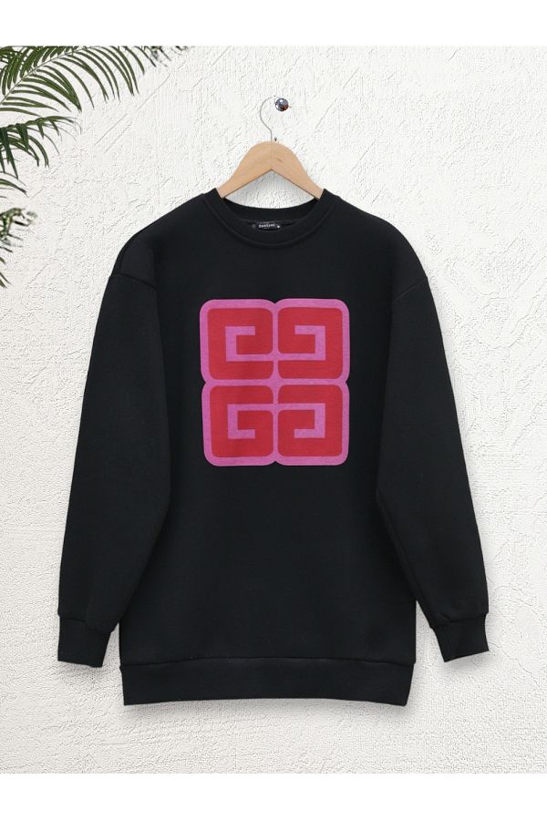 Modamorfo-Sweatshirt mit Rundhalsausschnitt und Buchstabendruck – Schwarz 1