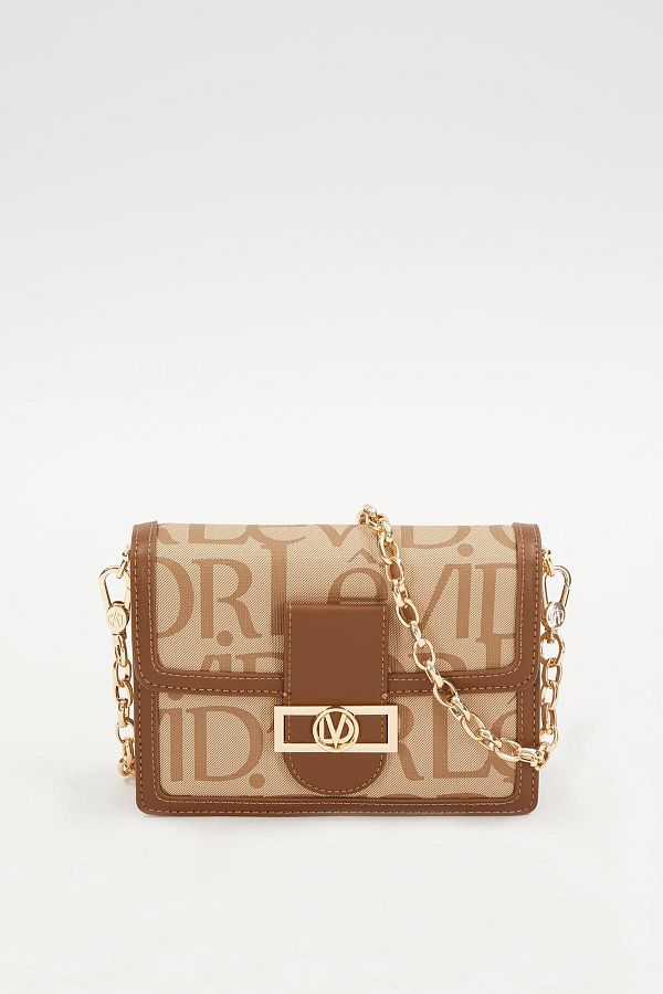 Levidor-Tan Text Printed Shoulder Bag 1