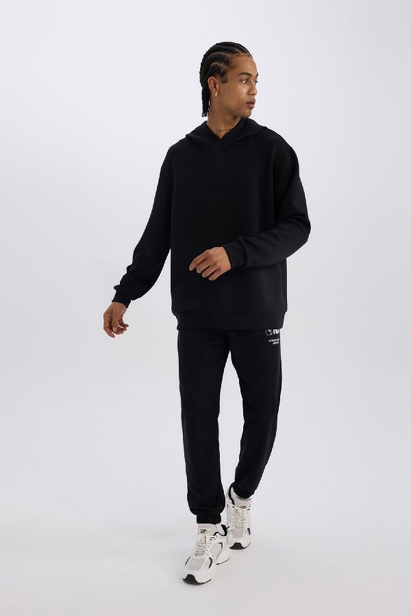 DeFacto-Nba Wordmark Defactofit - Thick Jogger Sweatpants with Pockets and Elastic Legs D6576Ax25S 1