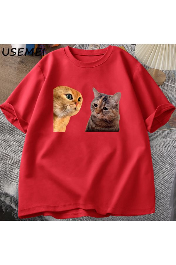 Drippy-Mewing Cat T-Shirt - Funny, Two Cats Meme, Cotton Women/Men 1