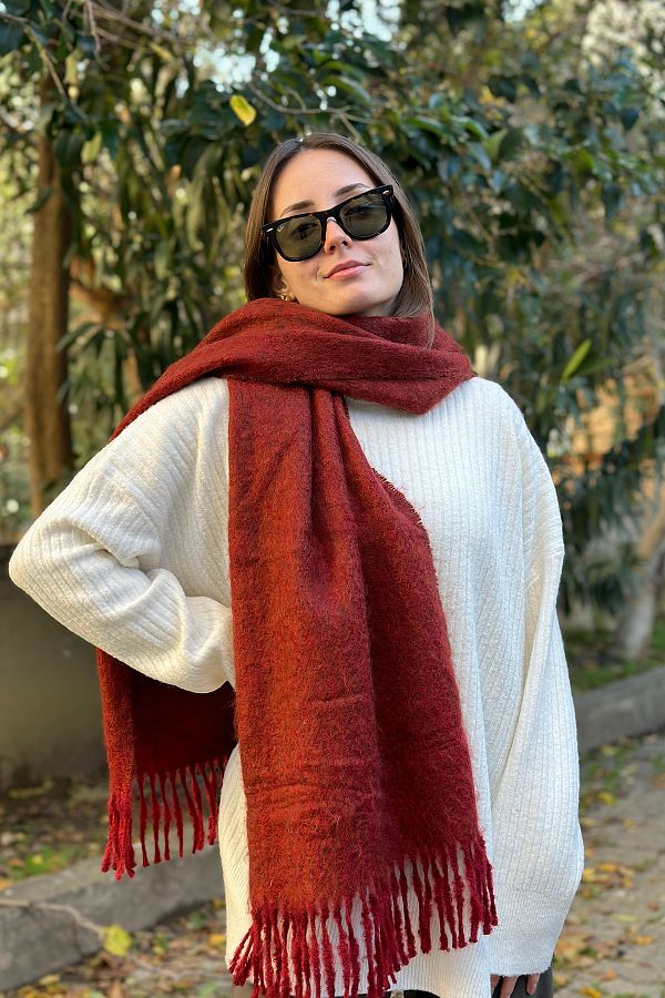 novon-Cairo Bouclé Premium Burgundy Melange 100% Boucle Soft Touch Scarf 1