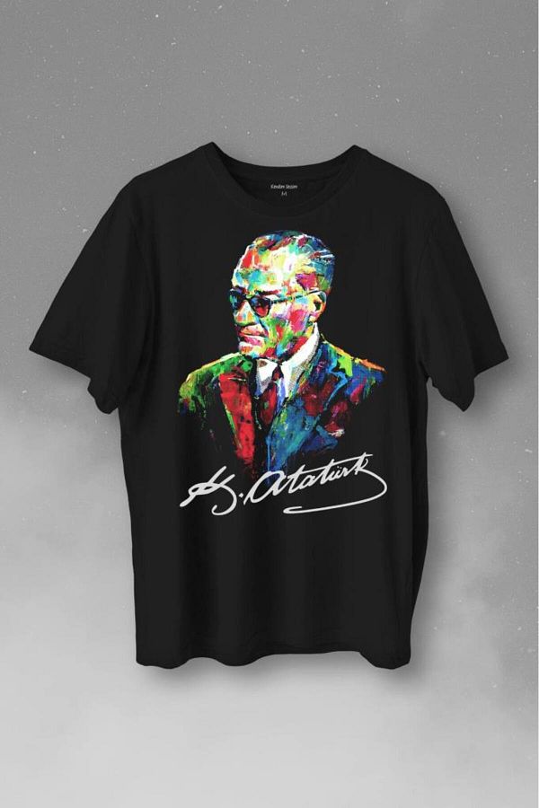 Kendim Seçtim-Gazi Mustafa Kemal Atatürk Portrait with Charisma Glasses Printed T-Shirt Unisex T-shirt 1