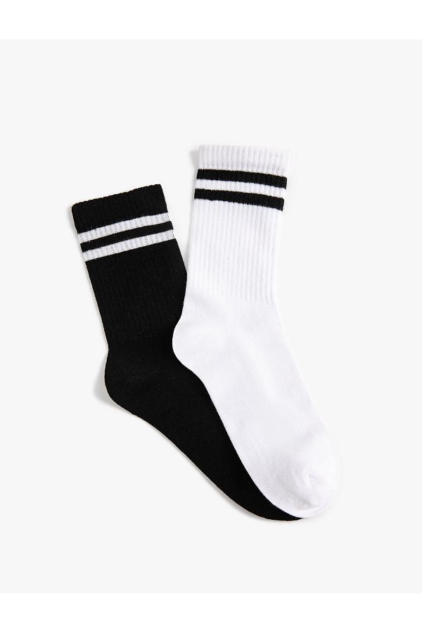 Koton-College Socks Set of 2 Stripe Patterned Multicolor 1