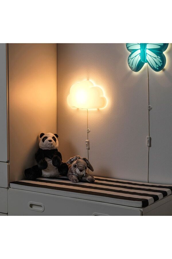 IKEA Upplyst Bulut Şekilli Hazır Ledli Bebek Çocuk Odası Duvar Lambası Gece Lambası Aplik