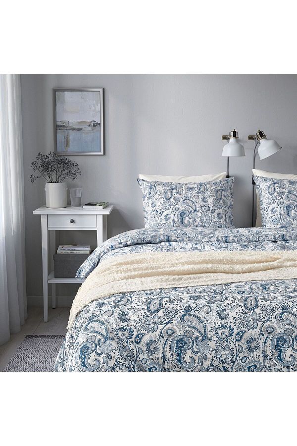 IKEA-Pink-white Double Duvet Cover Set - 240x220/50x60 cm, 80% Cotton/20% Viscose/Rayon 1
