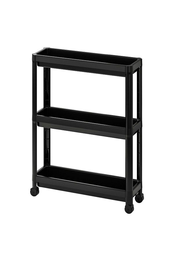 IKEA-Masa de Servire Neagra 54x18x71 Cm Organizator bucatarie-baie 3 nivele cu roti 1
