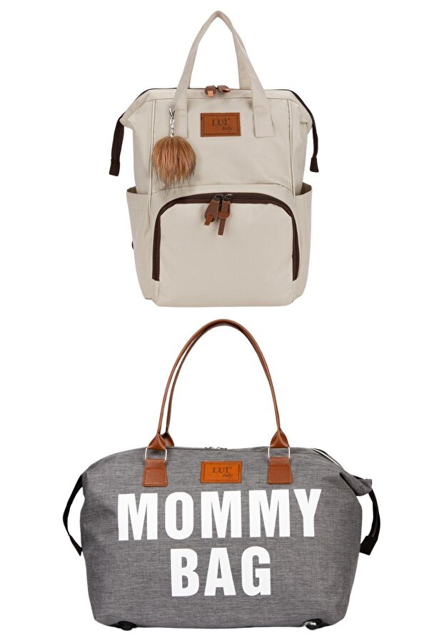 Lui Baby Anne Bebek Bakım Sırt Çantası Askı Aparatlı Ve Mommy Bag Omuz Çantası Anahtarlık Hediyeli 2'li Set