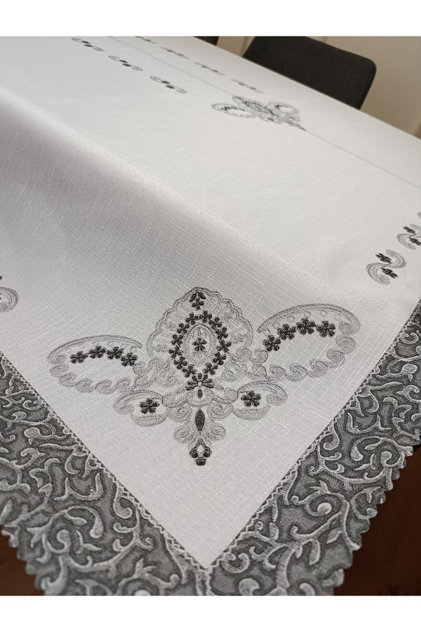 Home-Embroidery Patterned Tablecloth |   Dartless Fabric Tablecloth |   Stain-Proof Fabric |   160X220 cm 1