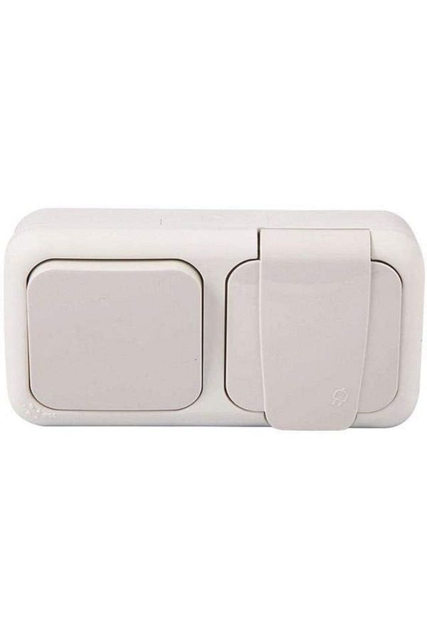 STOREMAX-Svticaret Palmiye White Switch + Grounded Socket Cabul Connection Combination Mhm 1053513 1