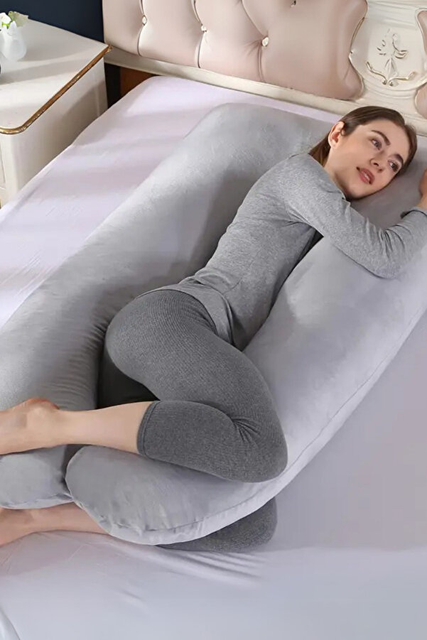 MoMMe 5 Bölge Destekli Hamile Yastığı - %100 Pamuk, Fermuarlı ve Yıkanabilir, 3 kg Boncuk Elyaf Dolgu