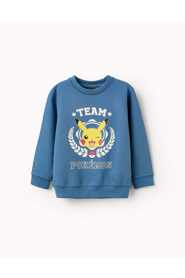 Ziddy-COTTON SWEATSHIRT FOR BOYS 'TEAM POKEMON', BLUE 1