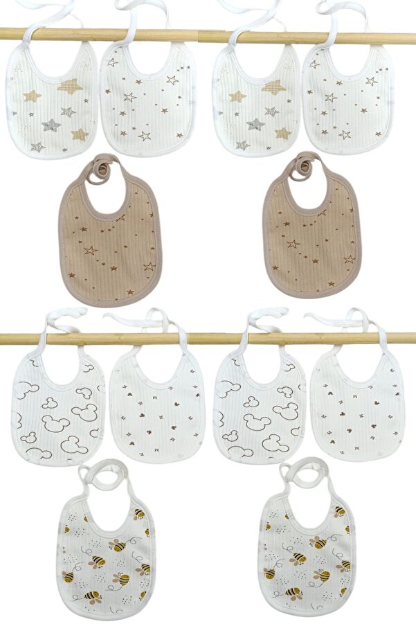 Bebe wini 12 Li Erkek Önlük Pamuklu Çift Katlı Karışık Desenli