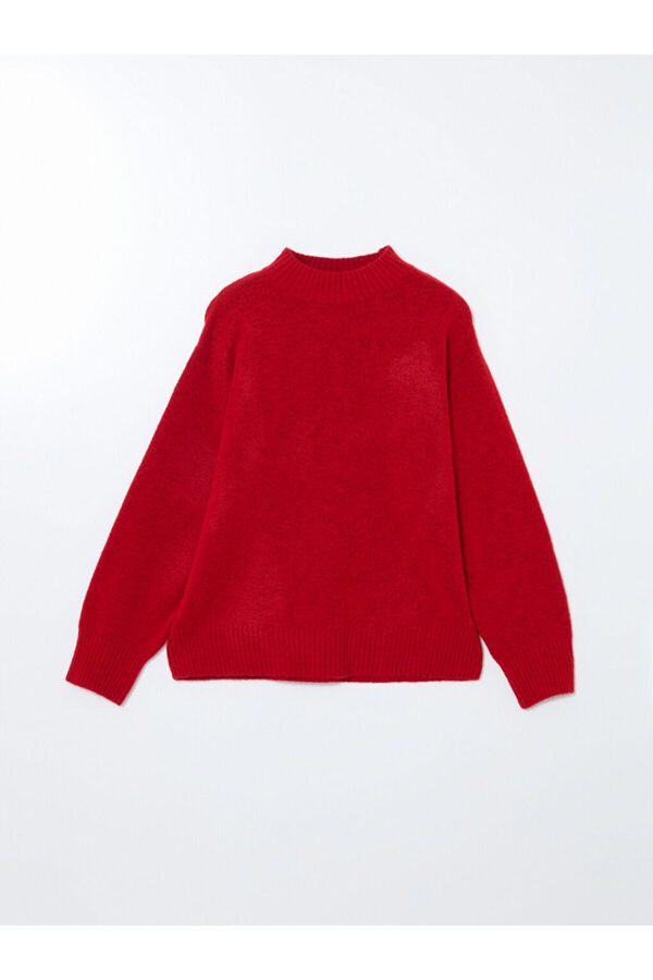 LC Waikiki-Lcwaikiki Classic Red Stand Collar Women's Knitwear Sweater 1