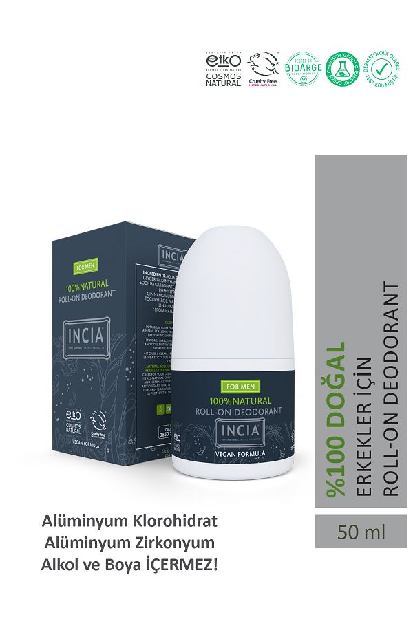 Incia-100 % natürliches Roll-On-Deodorant für Männer, Anti-Schweiß, geruchsneutral, 50 ml 1
