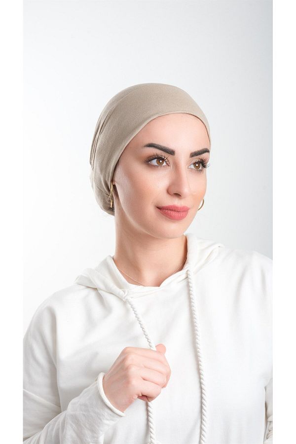 HÜRREM BONE-Mink Practical Ready Snap-on Hijab Bonnet Tesatura de viscoza Simplu 3003_10 1