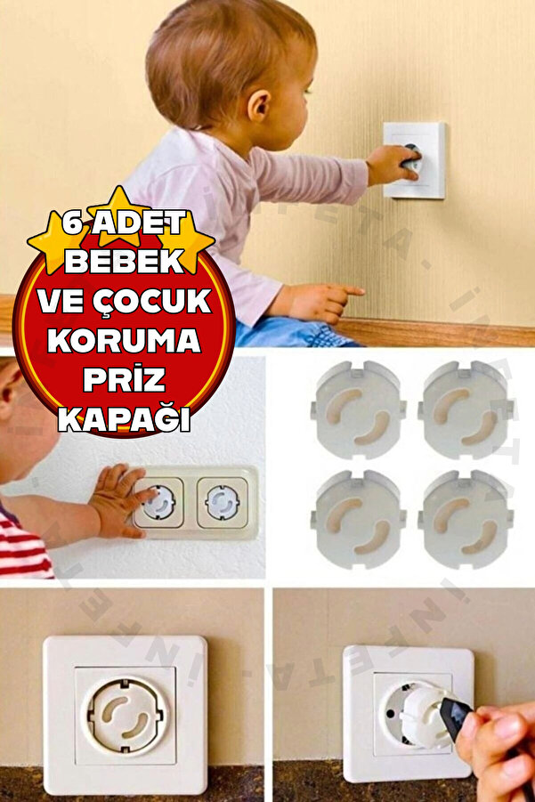 İnfeta 6 Adet Priz Kapağı, Bebek Ve Çocuk Güvenlik Koruma Piriz Kapatıcı