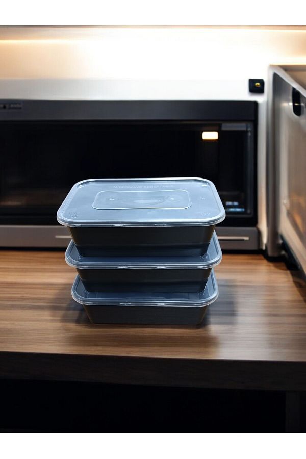 intoku-650 ml Microwave Container - Reusable, Compatible, 3 Pieces 1